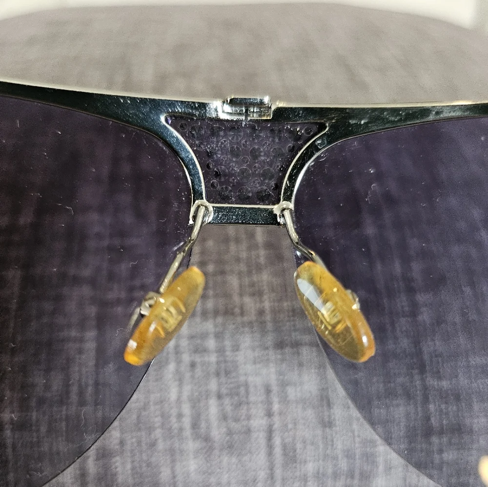 CHRISTIAN DIOR Silver and Black Aviator Sunglasses